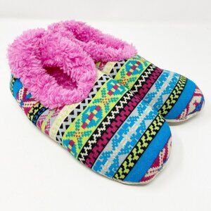 SNOOZIES | Hot Moc Hot Pink Sherpa Lined Fair Isle Pattern